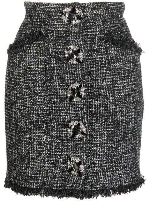 button-front tweed skirt by PHILIPP PLEIN
