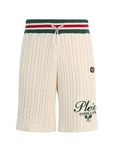 cable-knit drawstring shorts by PHILIPP PLEIN