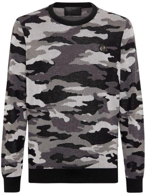 camouflage-pattern merino jumper by PHILIPP PLEIN