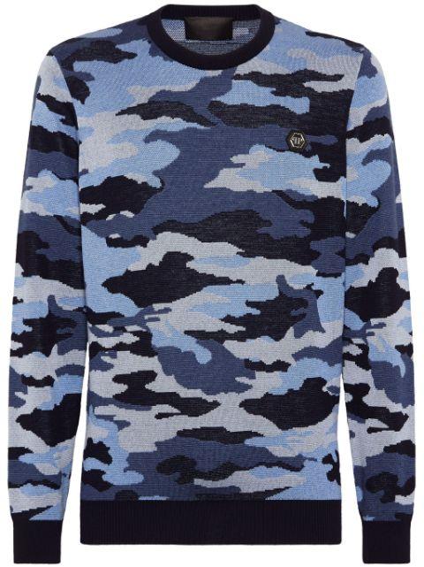 camouflage-pattern merino jumper by PHILIPP PLEIN