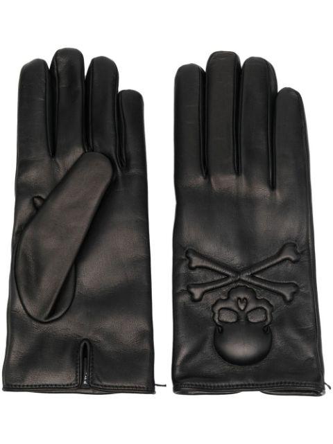 cashmere-lined leather gloves by PHILIPP PLEIN
