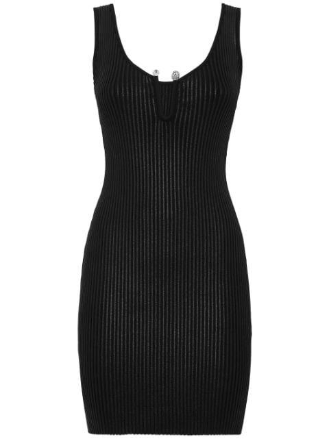 coated ribbed-knit minidress by PHILIPP PLEIN