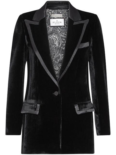 contrasting-trim velvet blazer by PHILIPP PLEIN