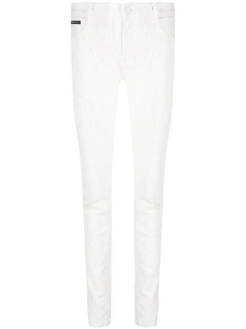 crackle-textured denim leggings by PHILIPP PLEIN