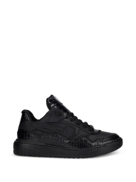 croc-effect lace-up sneakers by PHILIPP PLEIN