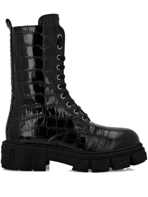 croc-effect leather boots by PHILIPP PLEIN