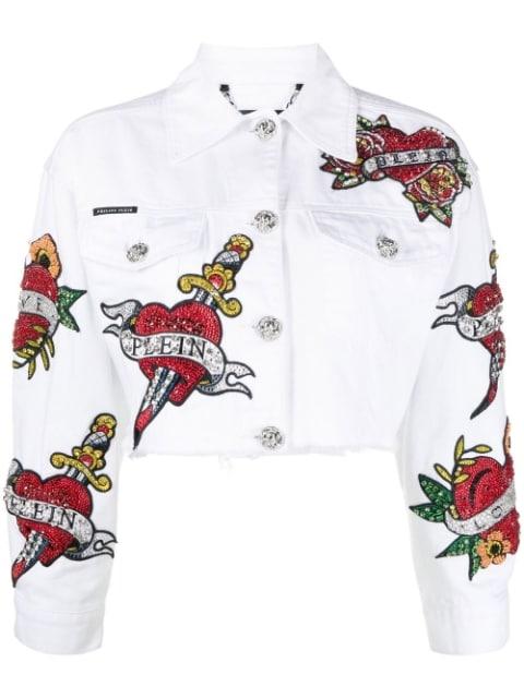 cropped Love denim jacket by PHILIPP PLEIN