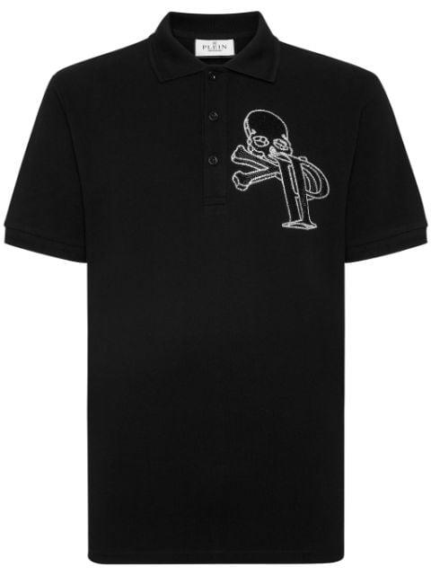 crystal-embellished cotton polo shirt by PHILIPP PLEIN