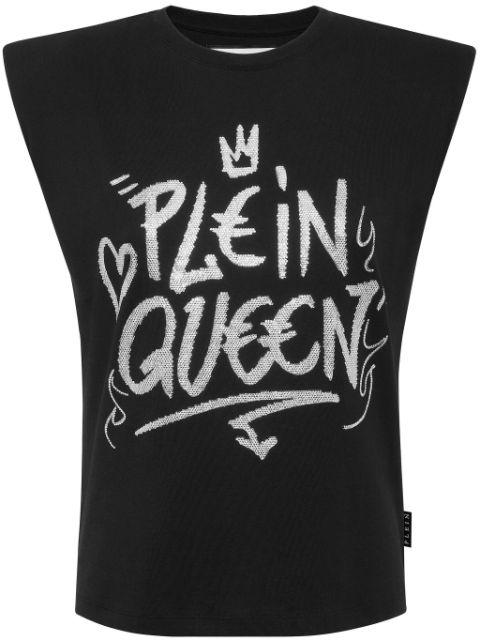 crystal-embellished cotton tank top by PHILIPP PLEIN