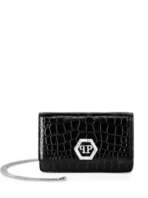 crystal-embellished crocodile-effect clutch by PHILIPP PLEIN