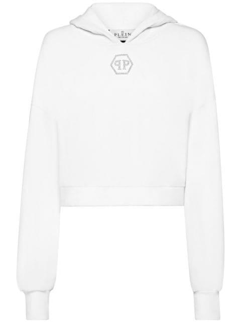 crystal-embellished cropped hoodie by PHILIPP PLEIN