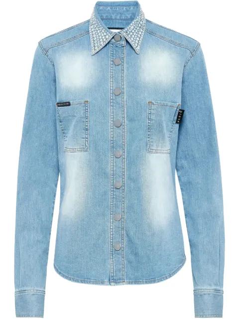 crystal-embellished denim shirt by PHILIPP PLEIN