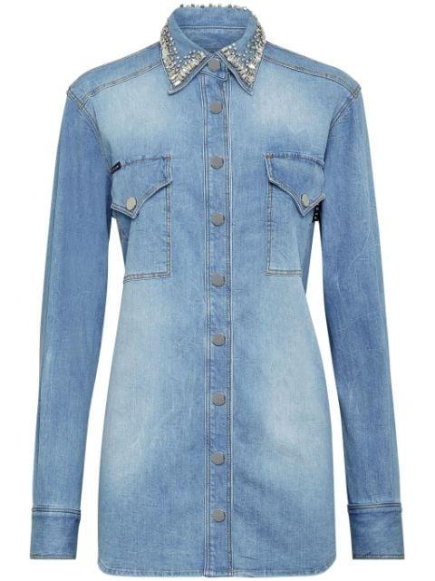 crystal-embellished denim shirt by PHILIPP PLEIN