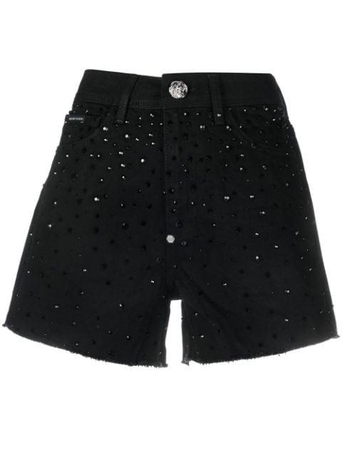 crystal-embellished denim shorts by PHILIPP PLEIN