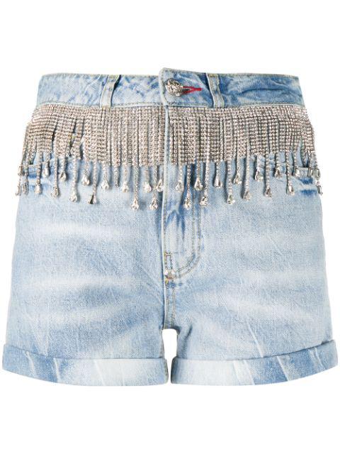 crystal-embellished denim shorts by PHILIPP PLEIN