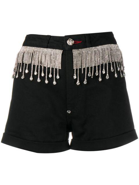 crystal-embellished denim shorts by PHILIPP PLEIN