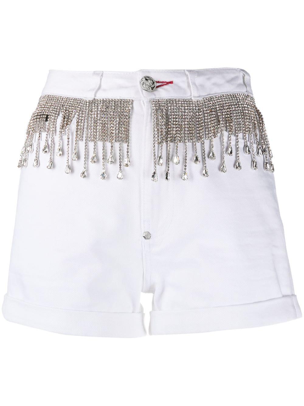 crystal-embellished denim shorts by PHILIPP PLEIN