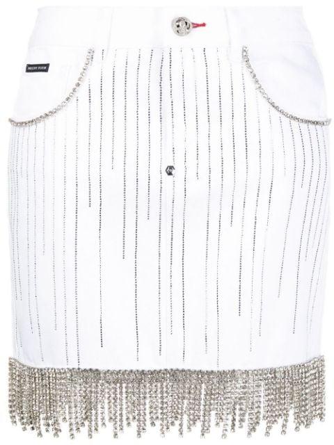 crystal-embellished denim skirt by PHILIPP PLEIN