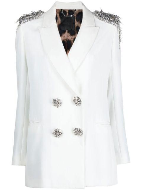 crystal-embellished double-breasted blazer by PHILIPP PLEIN