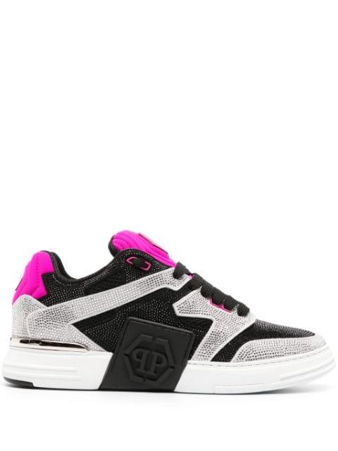 crystal-embellished lace-up sneakers by PHILIPP PLEIN