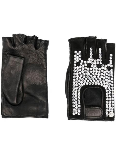 crystal-embellished leather gloves by PHILIPP PLEIN