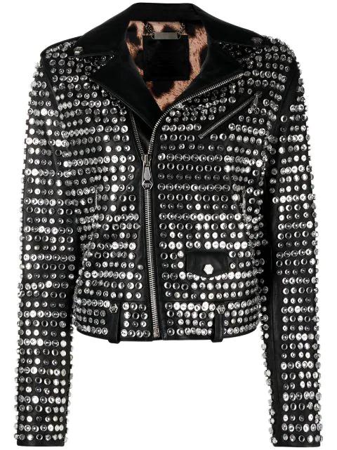crystal-embellished leather jacket by PHILIPP PLEIN