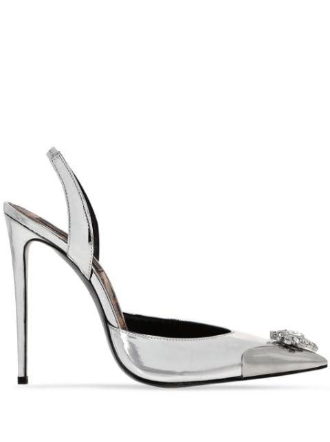 crystal-embellished leather slingback pumps by PHILIPP PLEIN
