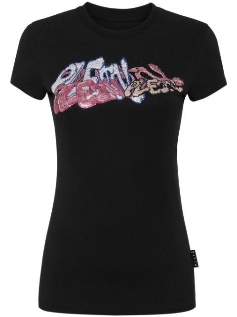 crystal-embellished logo-print T-shirt by PHILIPP PLEIN