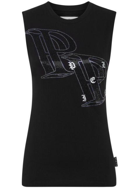 crystal-embellished logo-print tank top by PHILIPP PLEIN