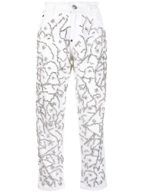 crystal-embellished mom-cut leg jeans by PHILIPP PLEIN