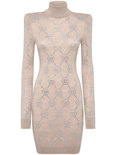 crystal-embellished monogram mini dress by PHILIPP PLEIN
