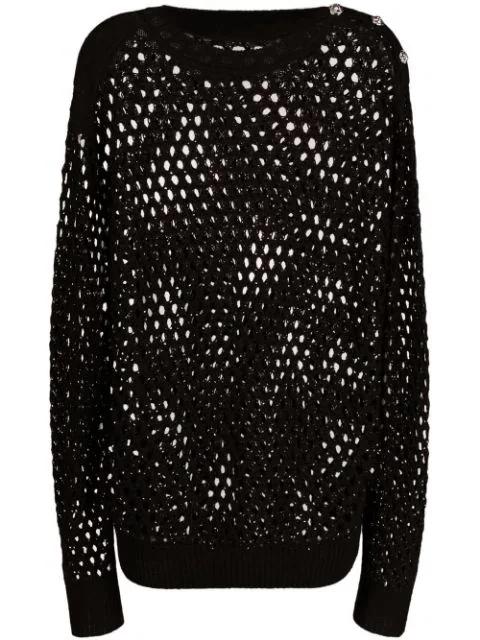 crystal-embellished pointelle-knit jumper by PHILIPP PLEIN