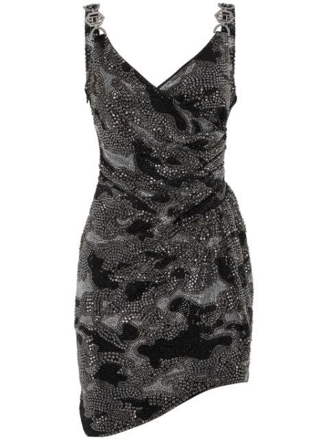 crystal-embellished ruched minidress by PHILIPP PLEIN