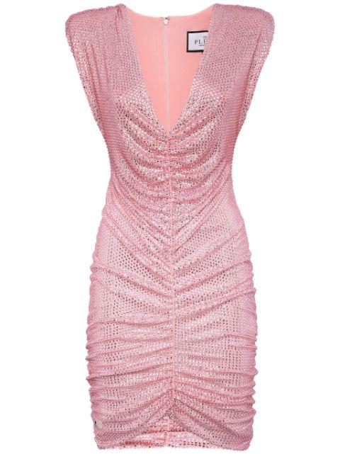 crystal-embellished ruched minidress by PHILIPP PLEIN