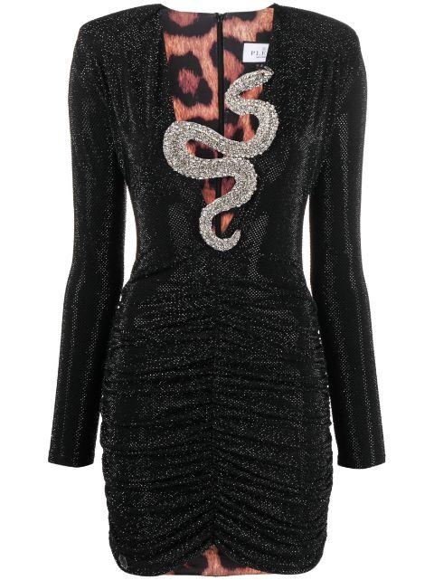 crystal-embellished ruched minidress by PHILIPP PLEIN