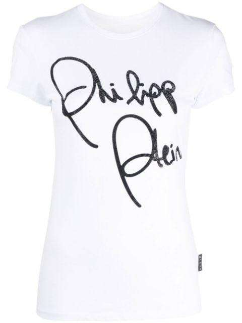 crystal-embellished script T-shirt by PHILIPP PLEIN