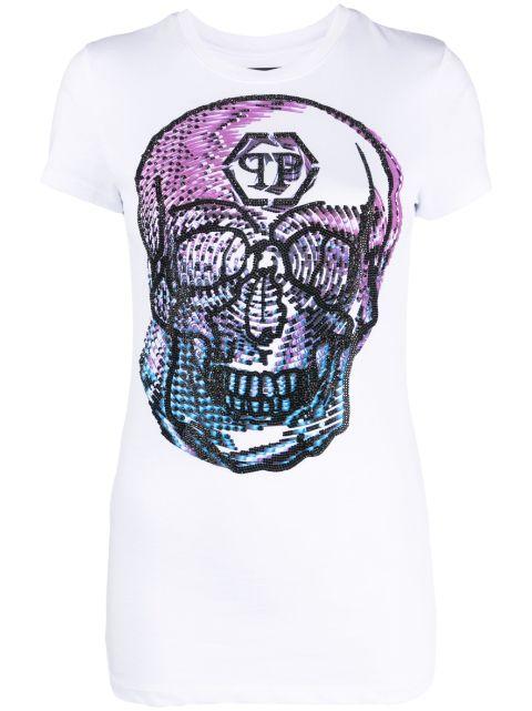 crystal-embellished skull-print T-shirt by PHILIPP PLEIN