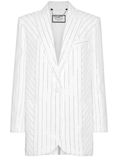 crystal-pinstripe cady blazer by PHILIPP PLEIN