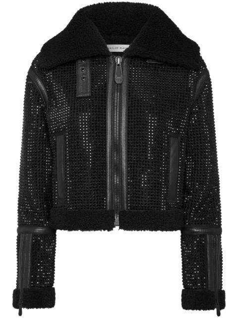 crystal shearling jacket by PHILIPP PLEIN