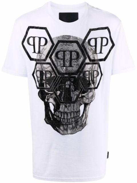 crystal skull logo T-shirt by PHILIPP PLEIN