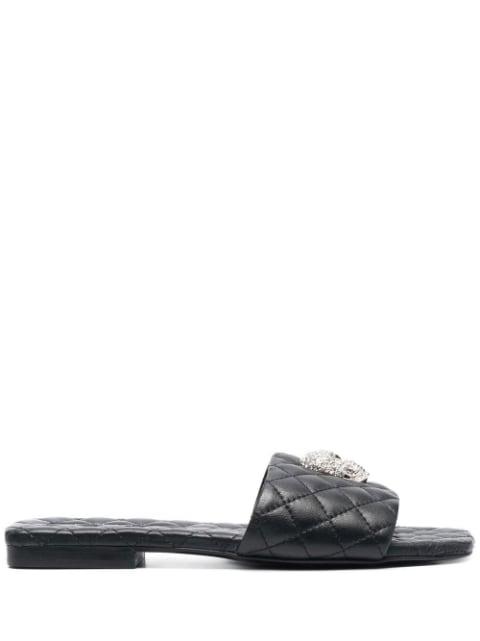 crystal-skull matelassé slides by PHILIPP PLEIN