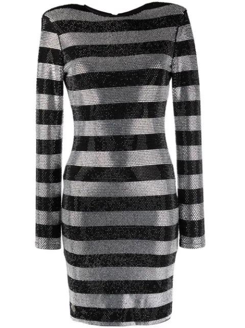 crystal-stripes fitted mini dress by PHILIPP PLEIN