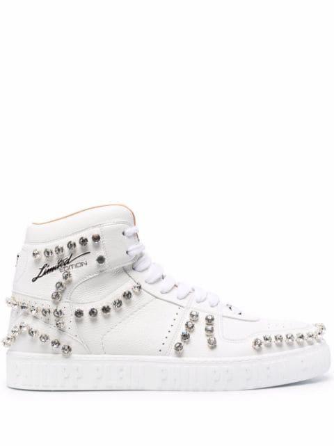 crystal-studded high-top sneakers by PHILIPP PLEIN