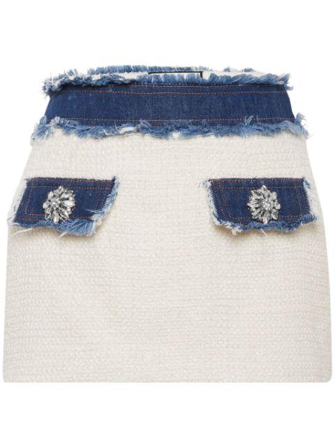 denim-trimmed tweed miniskirt by PHILIPP PLEIN