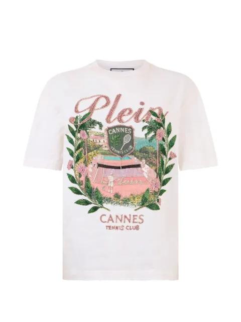 destroyed rhinestone T-shirt by PHILIPP PLEIN