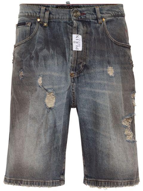 distressed-effect denim shorts by PHILIPP PLEIN