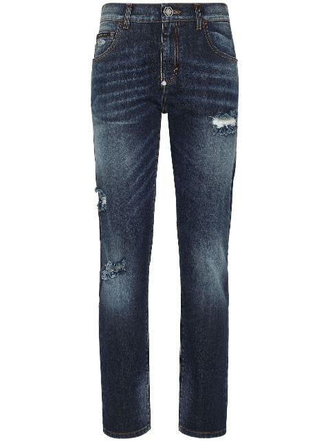 distressed-effect denim trousers by PHILIPP PLEIN