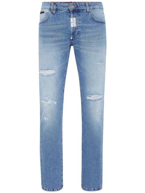 distressed-effect straight-leg jeans by PHILIPP PLEIN