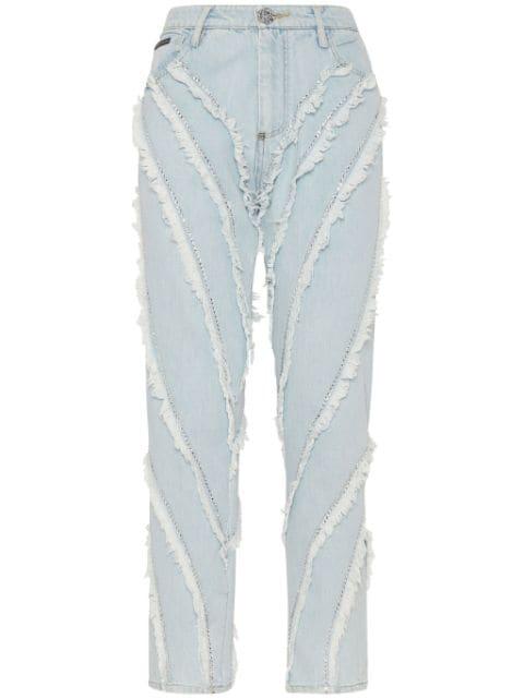 distressed rhinestone-embellished jeans by PHILIPP PLEIN