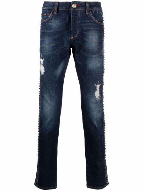 distressed straight-leg jeans by PHILIPP PLEIN